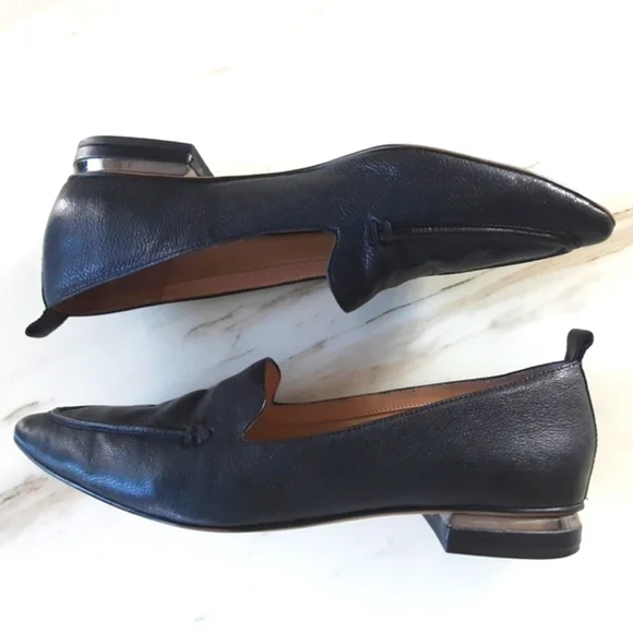 FRANCO SARTO Susie Soft Grain Leather Silver Accent Heel Pointed Toe Flats Sz 9M - Picture 3 of 10